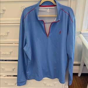 Light Blue Quarter-Zip Pullover with Red Trim